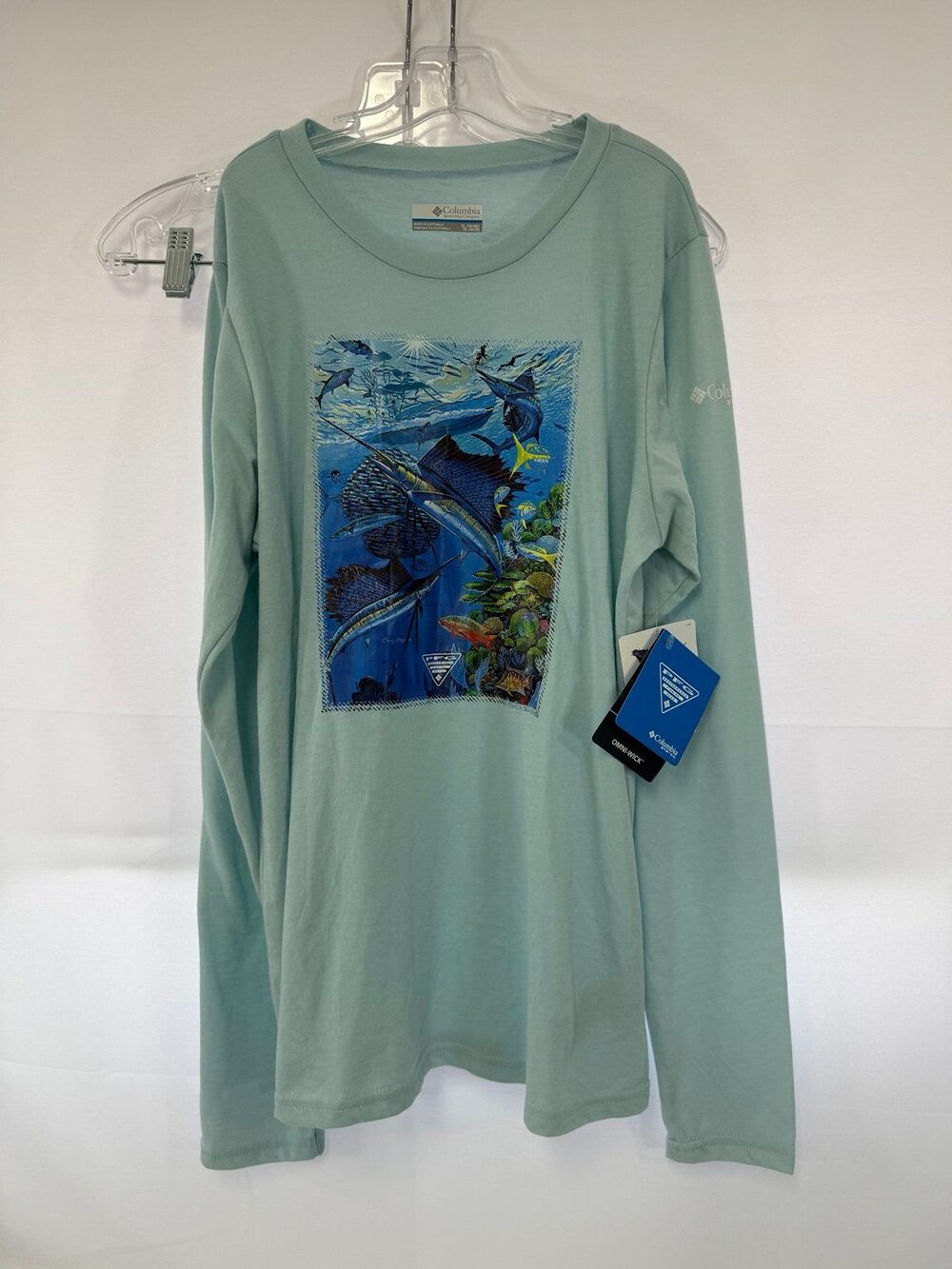 Columbia Youth Boys XL (18/20) Long Sleeve Fishing Shirt NWT Light Blue